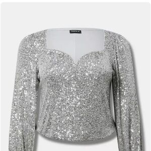 Torrid Glittering Silver Sequin Blouse - Size 2